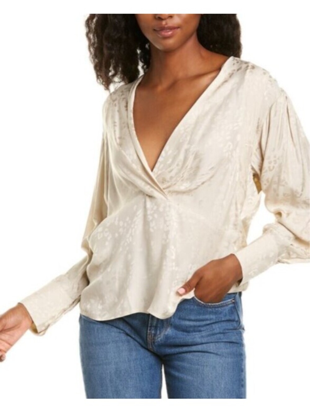 IRO ivory satin V-neck Melle blouse sz 36/4